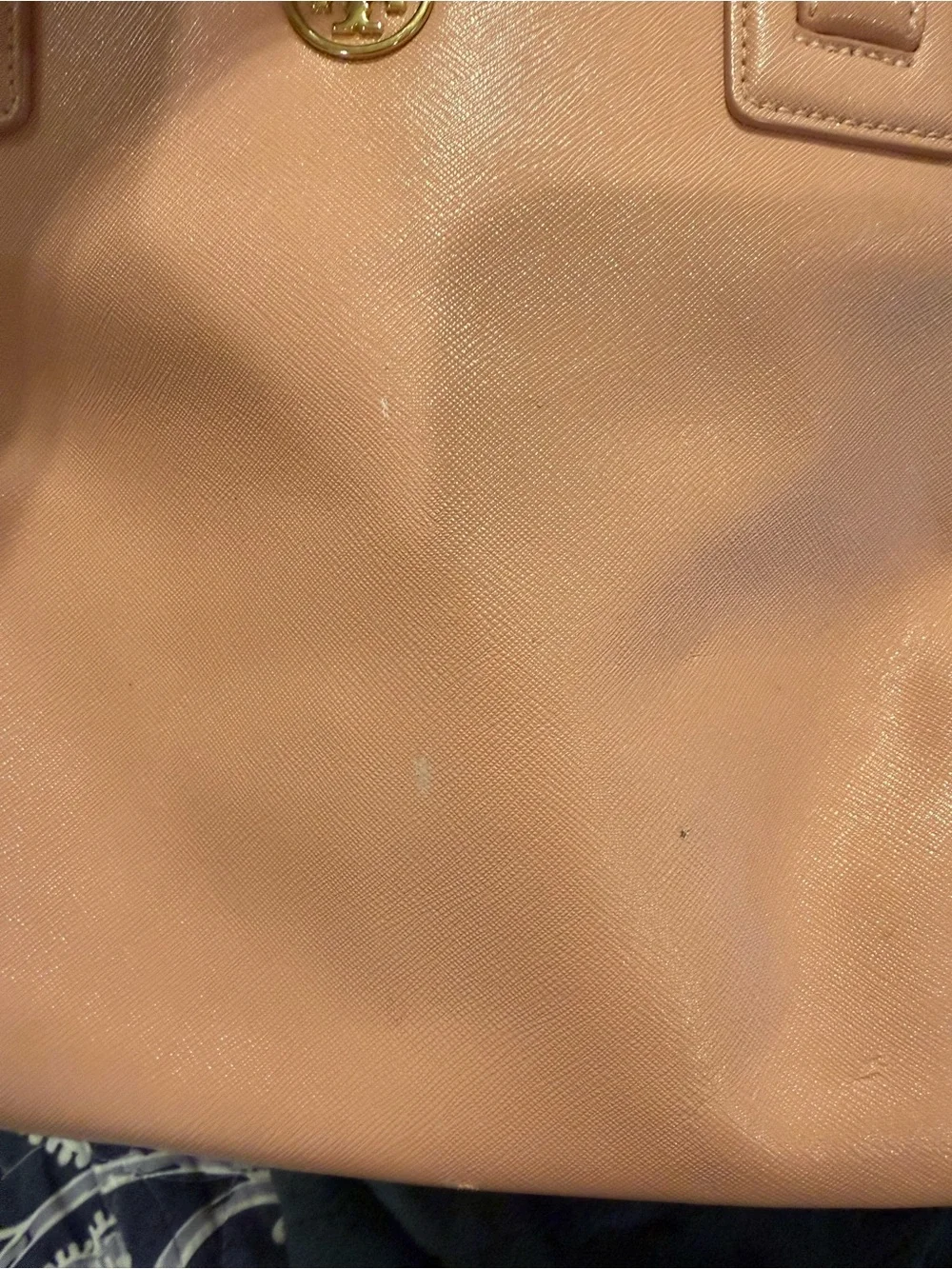 Tory Burch Dusty Pink Leather Tote with Gold Logo